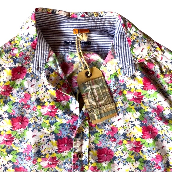 Men’s Vintage Tropical flowered Long sleeve Button Up Collared Shirt - Picture 7 of 8
